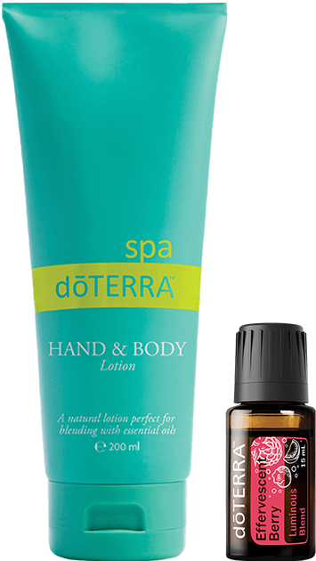 effervescent berry bottle and hand lotion